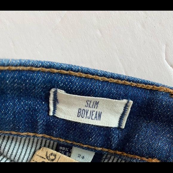 Madewell Slim Straight Boyjean Distressed Boyfriend Paint Splatter Jean, Size 24 - Picture 8 of 9